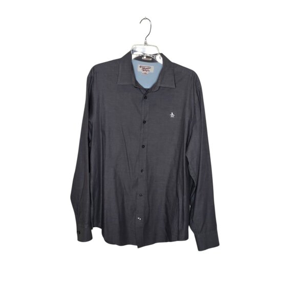Original Penguin Large Gray Shirt Men's Long Sleeve Button Up - Picture 1 of 8